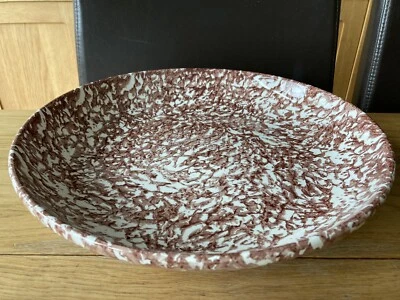 £34.95 • Buy STOVIT Brown And White Spongeware Serving Bowl 13.5” Hand Painted ITALY