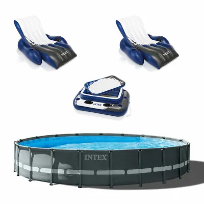 $1508.99 • Buy Intex 24ft X 52in Ultra XTR Round Frame Pool, Loungers (2 Pack), Floating Cooler