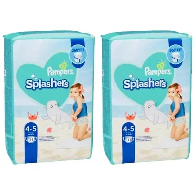 2x Pampers Splashers Swim Nappies Size 4 To 5 Disposable Swimming Pants 11 (22) • £5.94