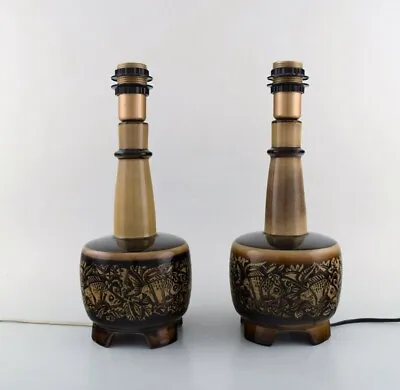 Nils Thorsson (1898-1975) For Royal Copenhagen. Two Stoneware Table Lamps. • $600