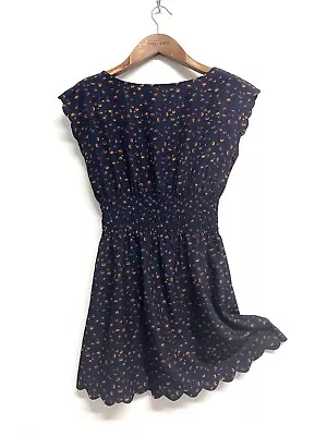 Ultra Lightweight French Mini Dress Ditsy Floral Print Scolloped Edge UK8/10 • $31.08