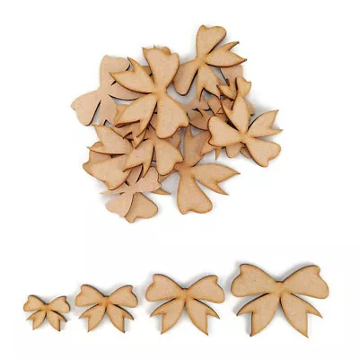 Bow MDF Craft Shapes Wooden Blank Gift Tags Decoratio Christmas Wedding Cutout • £1.85