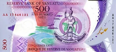 2017 Vanuatu 500 Vatu Circulated Banknote. 500 Vatu Polymer Currency VUV Notes • $21