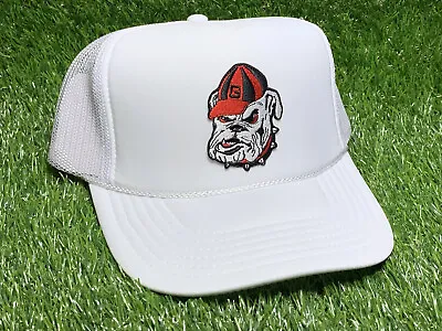 Georgia Bulldogs Throwback White Foam Trucker Hat | Vintage Logo | 🏈 NCAA 🏈 • $22