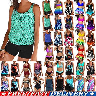 $23.39 • Buy Women Summer Bikini Tankini Set Boyshorts Swimwear Swimsuit Beach Bathing Suit-