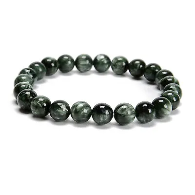 Grade AAA Seraphinite Smooth Round Beaded Bracelet Size 8mm 7.5'' Length • $43.19