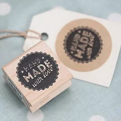 East Of India 'Hand Made With Love' Wooden Rubber Stamp - Craft • £4.15