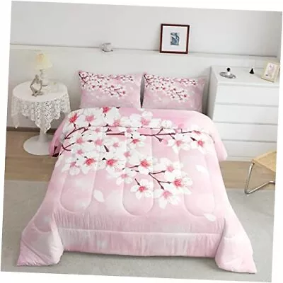 Pink Cherry Blossoms ComforterJapanese Style BeddingCute Full Multi 09 • $78.48
