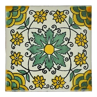 £1.79 • Buy Xavier - Handmade Mexican Ceramic Talavera Large 10.5cm Tile Ethically Sourced