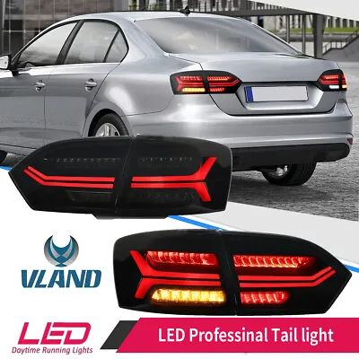 VLAND Smoked LED Tail Lights For 2011-2014 Volkswagen VW Jetta Mk6 Rear Lamps • $219.99