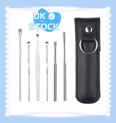 6X Stainless Steel Ear Cleaner Set Ear Pick Ear Wax Removal Tool • £2.80