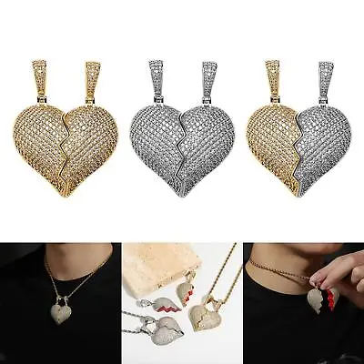 Necklace Half Heart Pendant Necklaces For Hip Hop People Couple Promise • £11.75