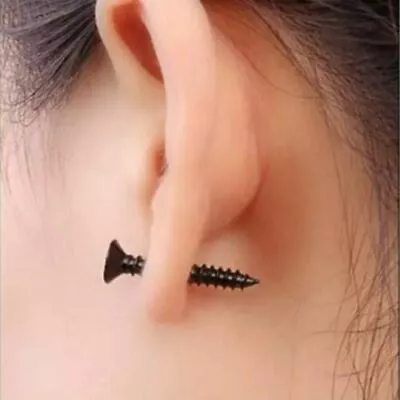 Screw Nail Earrings Gold Silver Black Tone Jewelry Hip Hop Punk Goth Stainless • $13.40