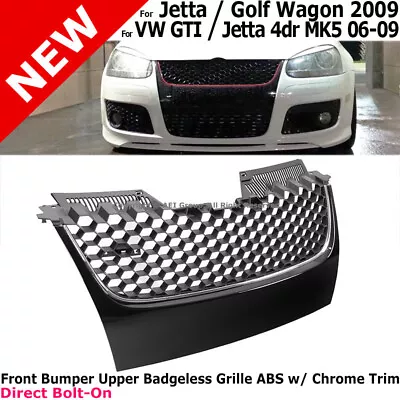 For 2006-2009 VW MK5 Jetta GLI GTI Badgeless Mesh Front Grille Black Chrome Line • $61.99