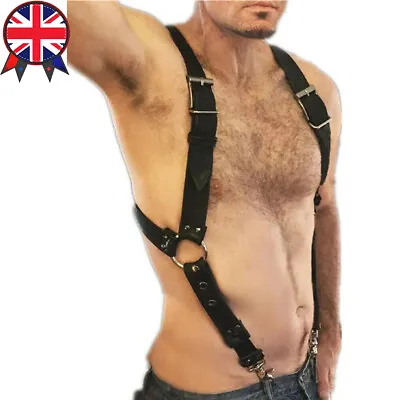 Man Sexy Punk Body Bondage Belts Braces Shoulder Straps Clubwear Leather Harness • £10.46