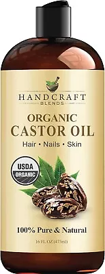 Premium Organic Castor Oil 100% Pure And Hexane-Free Cold-Pressed Beauty 16 Fl. • $13.99