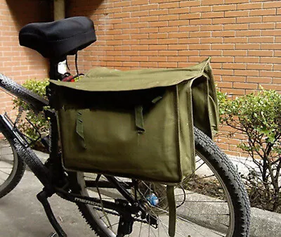 Vintage Green Canvas Military Surplus Style Messenger Bag Bicycle Pannier-CN035 • $36.08