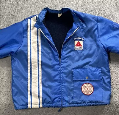 Vintage CITGO Petroleum Gas Fire Team Patches Lined Jacket Coat XL Made In USA • $69.95