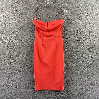 Womens Abbey By Abbey Clancy Size UK 10 Red/Pink Strapless Midi Cocktail Dress • £11.99