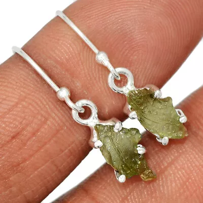 Natural Genuine Czech Moldavite 925 Sterling Silver Earrings Jewelry CE29812 • $23.99