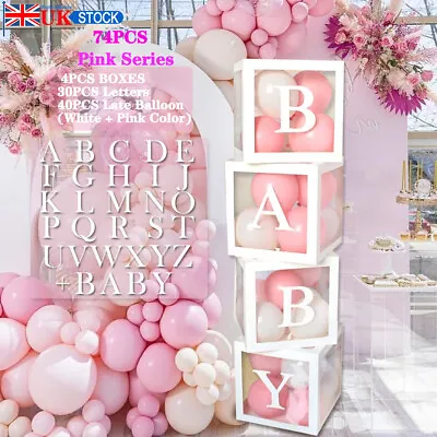 £13.99 • Buy 74x Letter Cube Wedding Baby Shower Balloon Box Transparent Birthday Party Decor