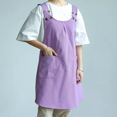 Vintage Style Women Cross Back Denim Apron With Pocket Wide Strap Workwear Home • $33.89