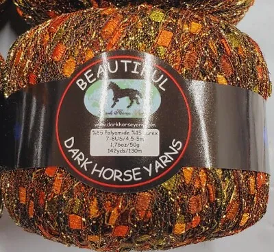 Lot Of 4 Dark Horse Yarns BEAUTIFUL #A104 Metallic Ladder Ribbon Yarn LOT Of 4 • $11.97