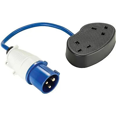 Defender 230v 16a Amp Plug To 2x 13a Socket Fly Lead Converter Caravan Camping • £10.09