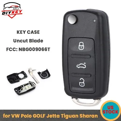 2X Flip Remote Key Shell Case Fob 3 Button For VW Polo GOLF Jetta Tiguan Sharan • $11.39