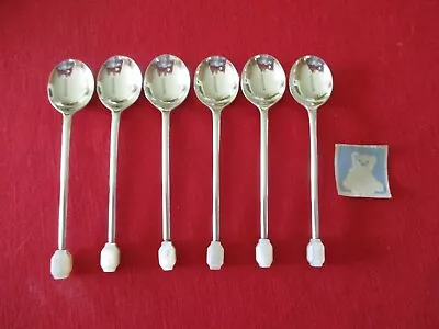 (6) EPNS England Silverplate Small Spoons W/ Pearlized Knob Handles     #10 • $29.99