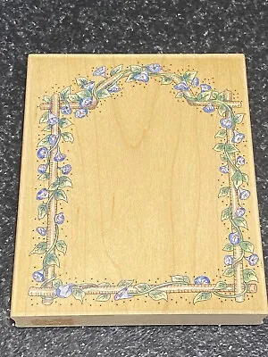 Stamps Happen Morning Glory Frame 80099 Rubber Stamp Flowers Ivy Wood • $5.99