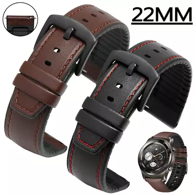 Leather & Silicone Band Strap For Samsung Galaxy Watch 46mm S3 Frontier Watch 3 • $13.95