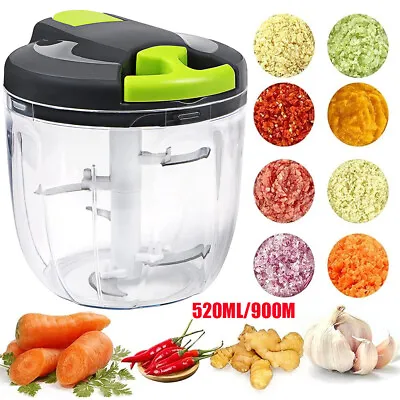 Manual Food Chopper Pull Cord Pulling Vegetable Slicer Hand Blender Kitchen UK • £4.99