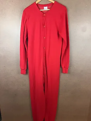 VTG 70s Sears Winterskins Rib Knit Union Suit Red XL USA • $40