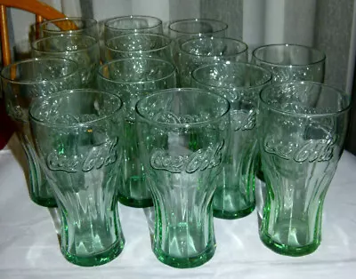 Original Coca Cola Green Tinted Glasses Approx 16oz Ideal Party BBQ • £7.48