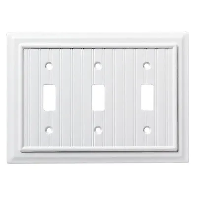 $11.49 • Buy W17998-PW  Pure White Beadboard Triple Switch Wall Cover Plate