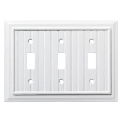 $11.49 • Buy W17998-PW  Pure White Beadboard Triple Switch Wall Cover Plate