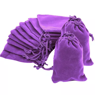 Time To Sparkle 10 20 50 Purple Luxury Velvet Jewellery Drawstring Pouches Bags • £4.09