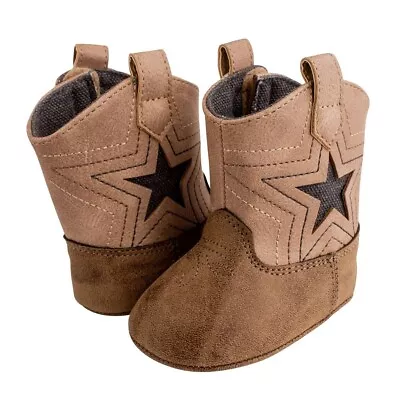 NWT Baby Deer Size 0 Brown Soft Sole Cowboy Boots Crib Shoes Boys Newborn Star • $22.99