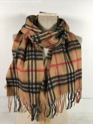 $61 • Buy NWT Burberry London Womens Rectangle Scarf Multi Cashmere Fringe Scotland COA