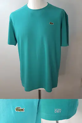 Lacoste Sport Ultra Dry Crew Neck Tee Shirt Medium M Teal 21  Pit To Pit • £12.99