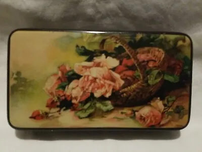 Vintage Thorne's Toffee Candy Tin Basket Of Roses • $14