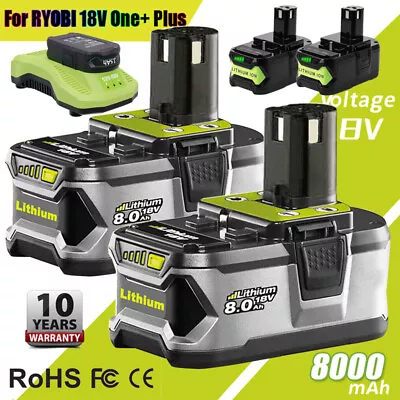 £6.50 • Buy For RYOBI P108 18V One+ Plus 8.0Ah High Capacity Battery 18 Volt Lithium-Ion 6Ah