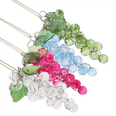  4 Christmas Beaded Glass Grapes Acrylic Fruit Cluster Xmas Tree Hanging-SH • £11.55