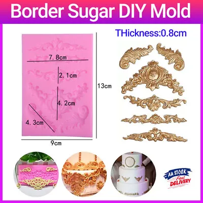 $5.49 • Buy Vintage Silicone Fondant Mould Relief Baroque Cake Decor Border Sugar DIY Mold