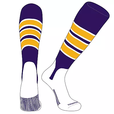 PEAR SOX OTC Baseball Softball Stirrup Socks (C 5in) Purple White Gold • $15.99