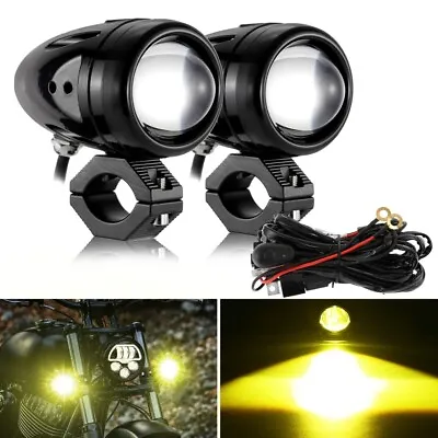 AUXBEAM 2x Motorcycle 3  LED Round Driving Lights Amber&White Spot Work Fog Pods • $84.99