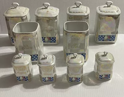 Victoria Czechoslovakia Lusterware Canisters Set Of 10 With 8 Lids • $69