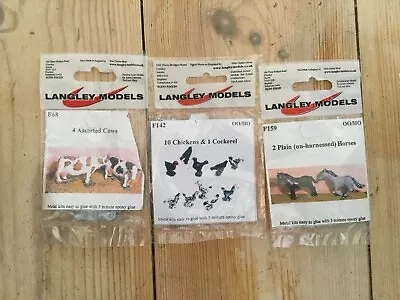 (X) Langley Models Farm Animals White Metal JOB LOT X3 • £10