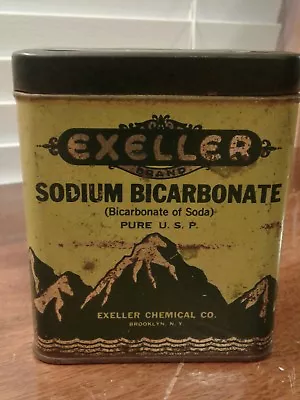 Vintage Tin Exeller Brand Sodium Bicarbonate Brooklyn N.Y. 1940's • $12